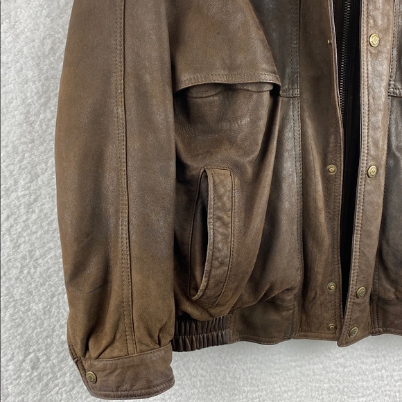 Vintage Columbia Brown Leather Bomber / Flight Jacket, Men’s Medium - Picture 7 of 17